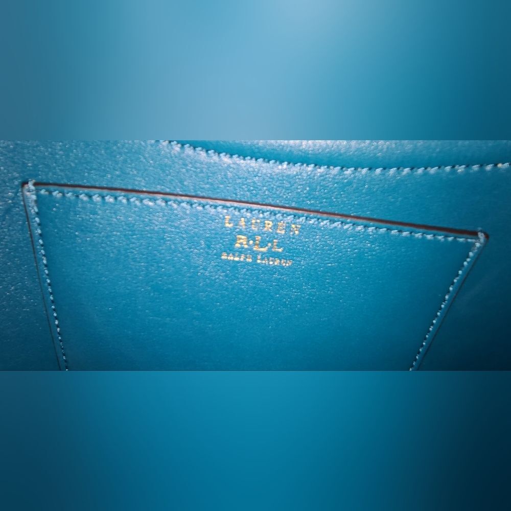 Ralph Lauren Designer Lexington Vibrant Blue Turquoise Tote Purse Bag - Picture 11 of 11